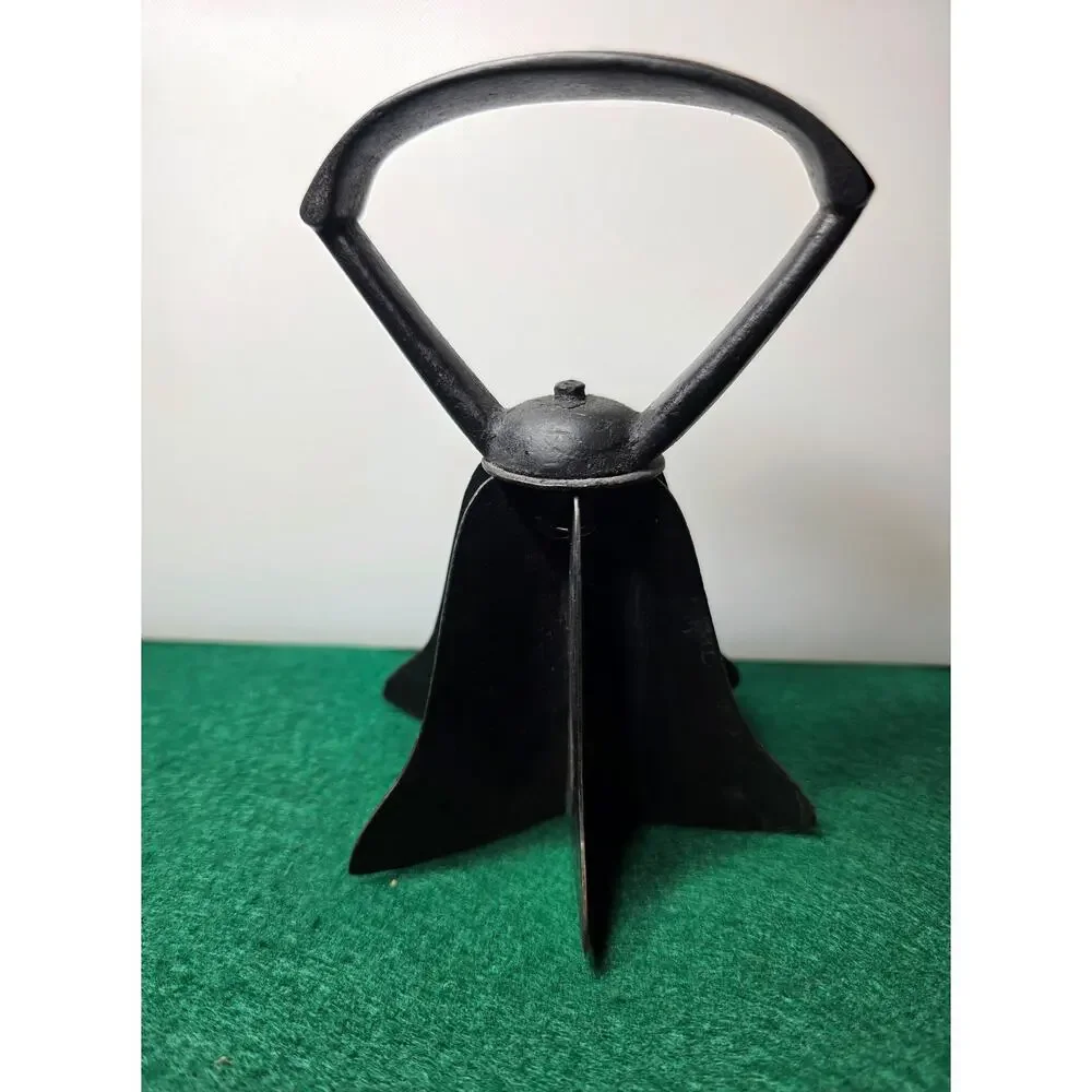 Vintage handheld metal food chopper bell-shaped cast iron handle